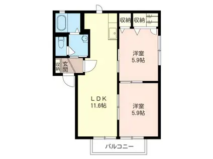 ステラハイツE(2LDK/1階)の間取り写真
