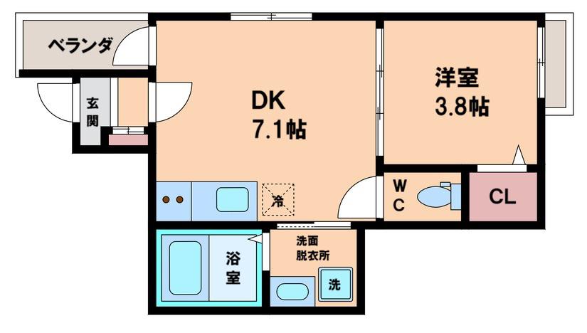 ロイヤルコートあびこ(1DK/2階)の間取り写真
