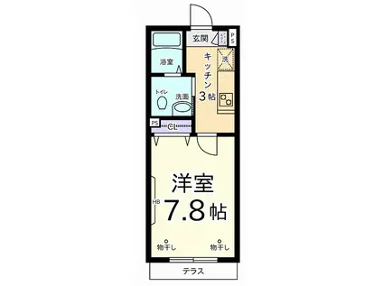 グリーンヘリテージ(1K/1階)の間取り写真