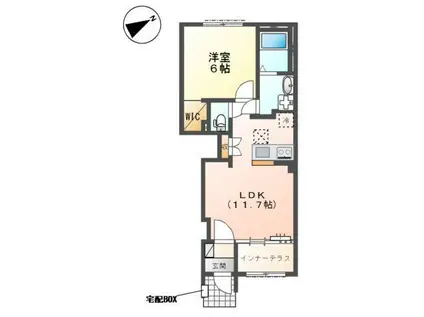 ラクードシャA(1LDK/1階)の間取り写真