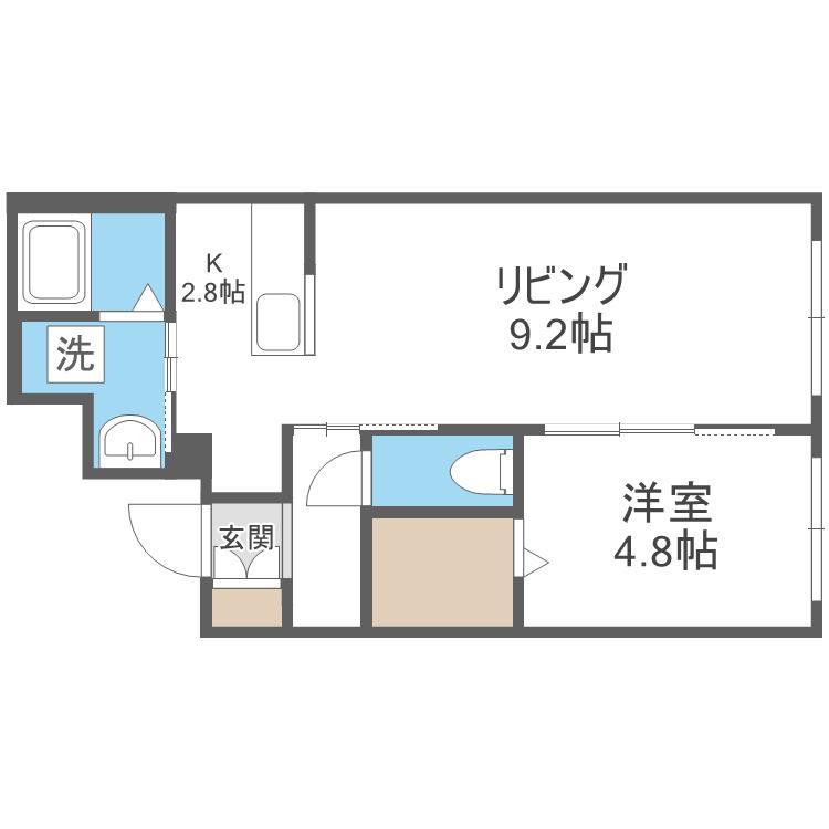グランメール中島パーク(1LDK/4階)の間取り写真