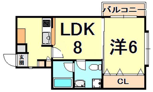 アストリア(1LDK/2階)の間取り写真