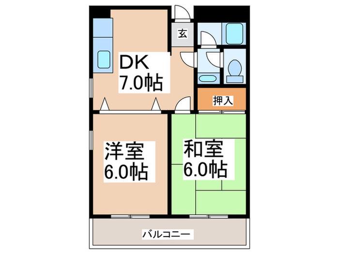 シレスティアル雪本(2DK/4階)の間取り写真