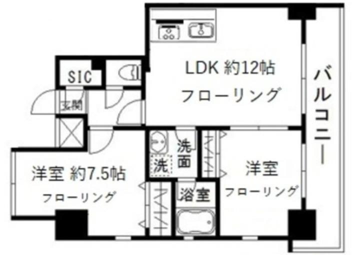 エレンシアK小岩(2LDK/9階)の間取り写真