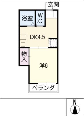 ラフォーレ岐阜(1DK/2階)の間取り写真