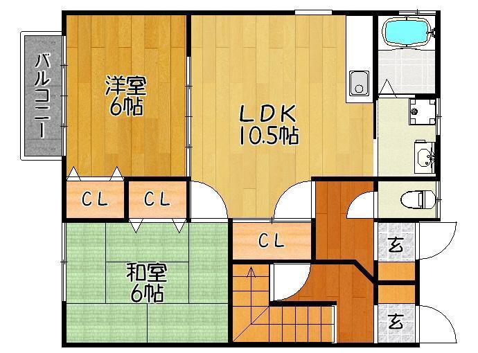 田島ハイツ(2LDK/1階)の間取り写真