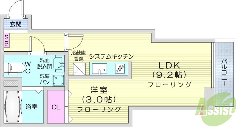 メリディアン多賀城新田(1LDK/2階)の間取り写真