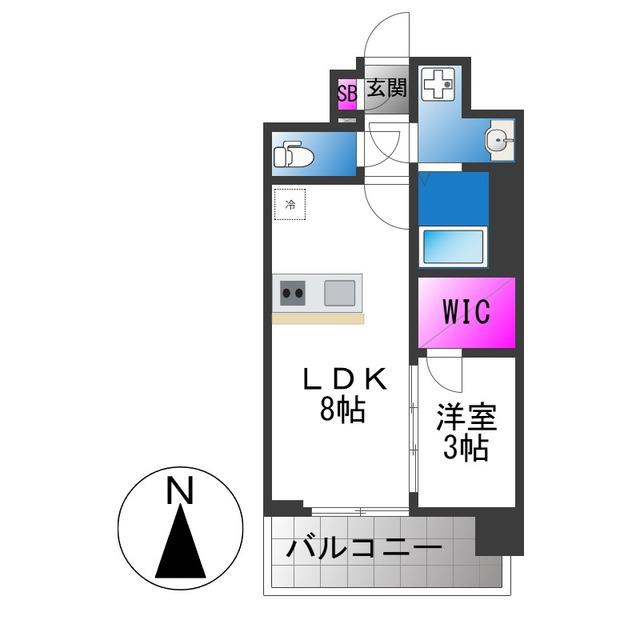 エスリード大阪城イースト(1LDK/9階)の間取り写真