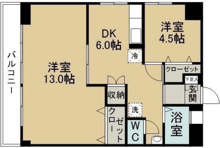 サニービル(2DK/6階)の間取り写真