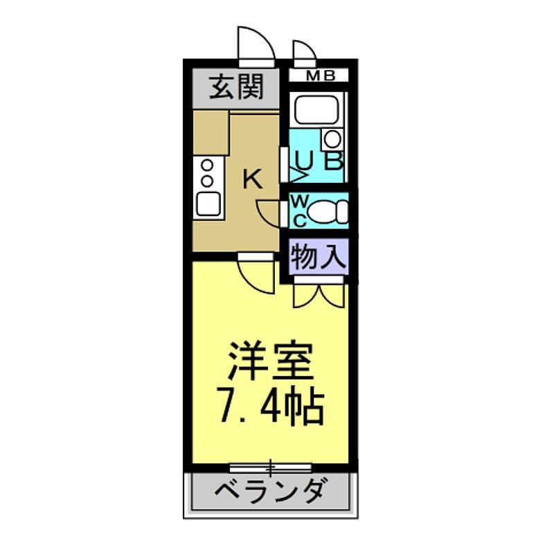 メルベーユHAJI(1K/1階)の間取り写真
