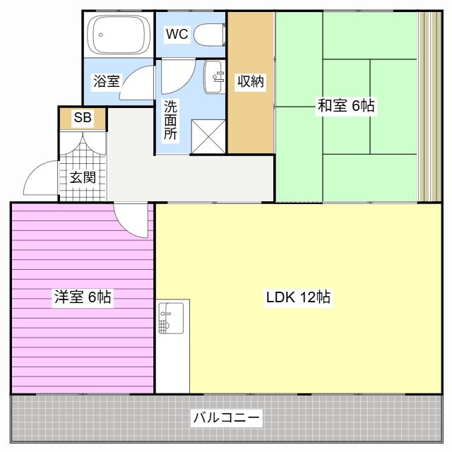 ヴィラコンフォート下俣南(2LDK/4階)の間取り写真