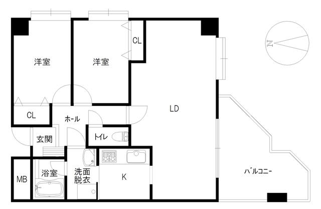 トーカンマンション犀川南(2LDK/8階)の間取り写真
