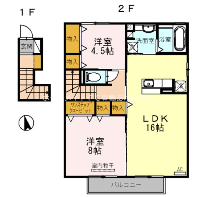ウィット殿田(2LDK/2階)の間取り写真