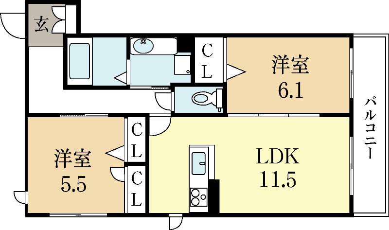 シャーメゾンソシア(2LDK/3階)の間取り写真