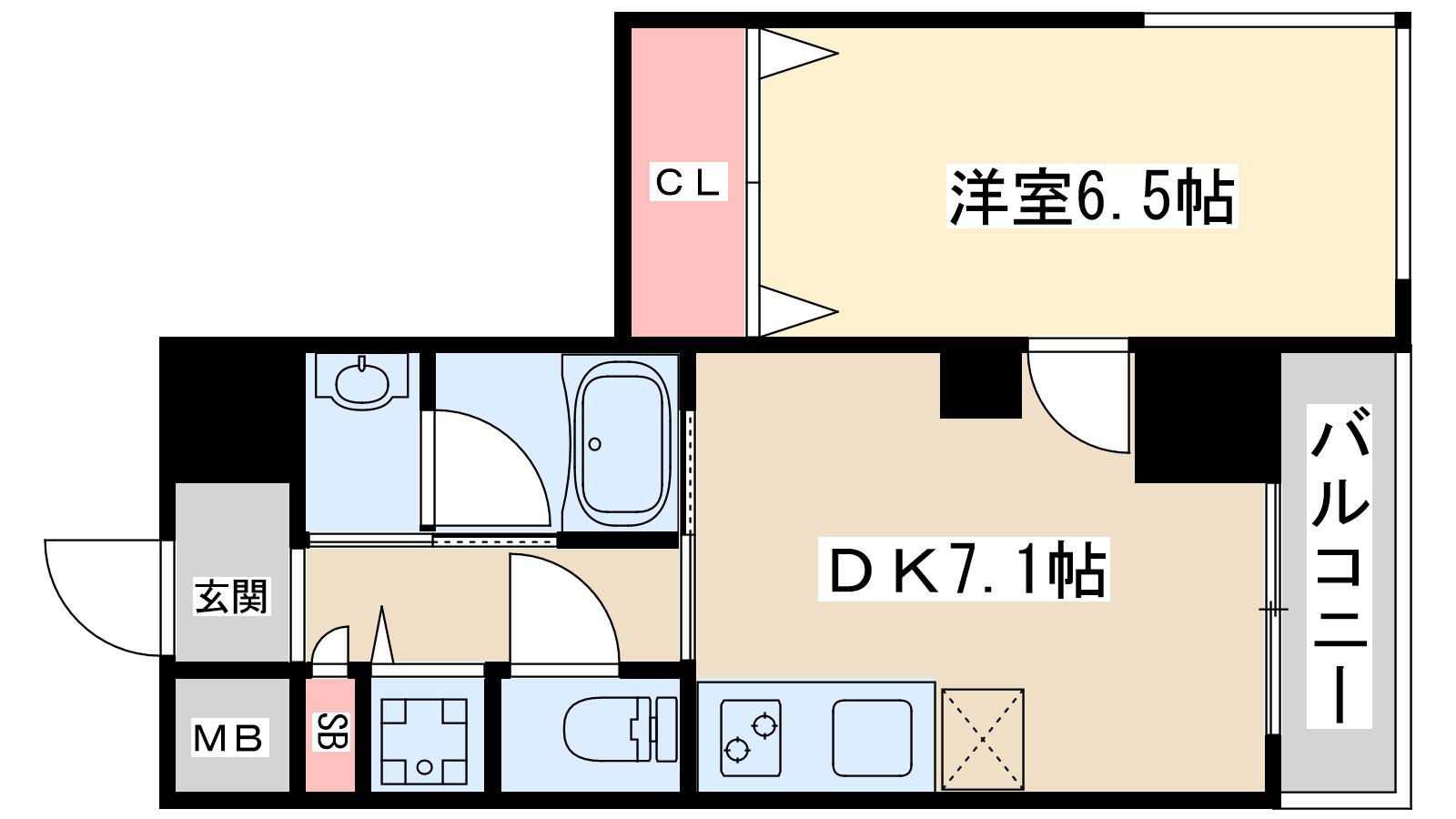 オルサス新大阪(1DK/10階)の間取り写真