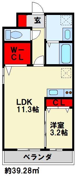 ダヴィデ(1LDK/1階)の間取り写真