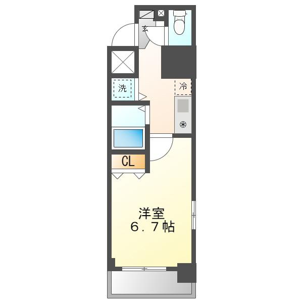 ライジングコート名古屋駅南(1K/9階)の間取り写真