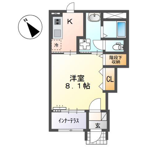 スターテラスII伴東(1K/1階)の間取り写真