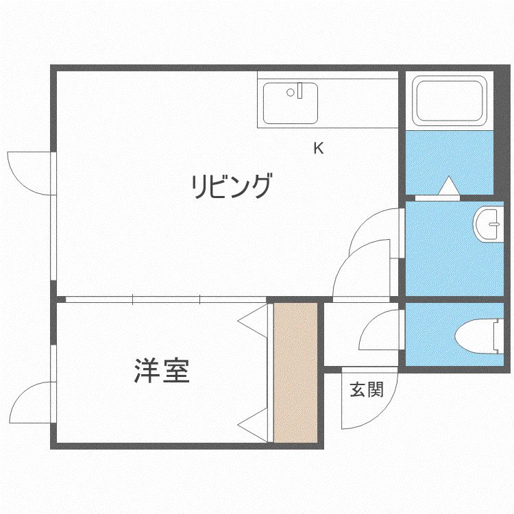 グランソレイユ麻生(1DK/2階)の間取り写真