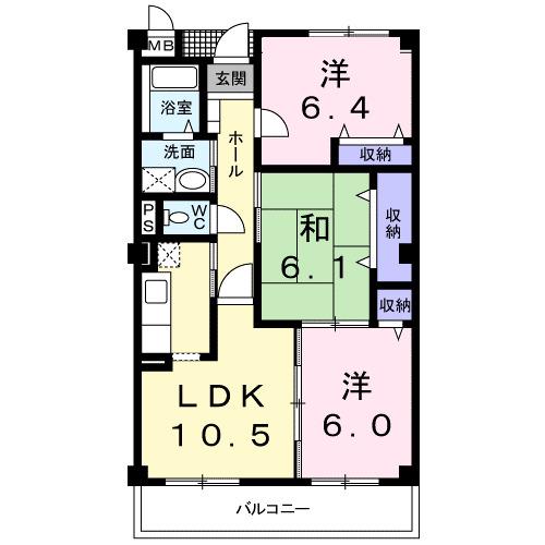 グランレイク シイナ(3LDK/3階)の間取り写真