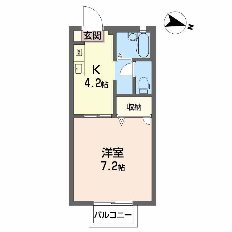 ディアス徳常(1K/2階)の間取り写真