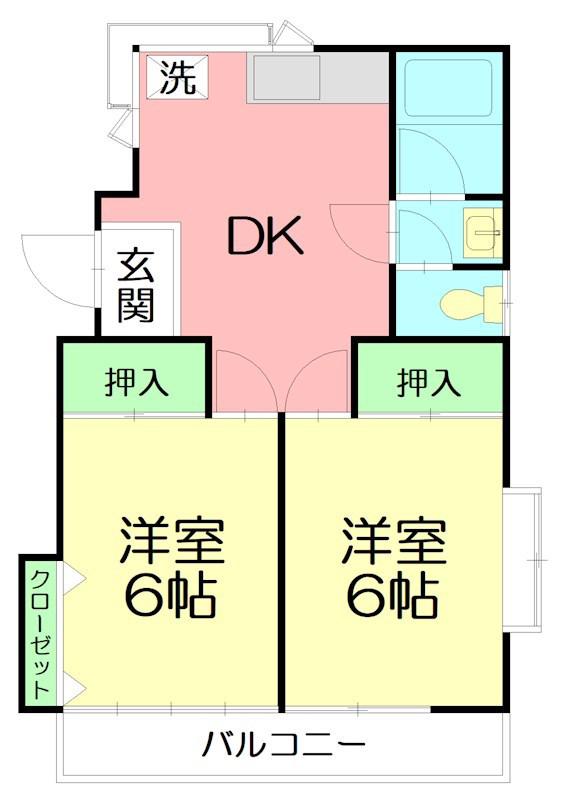 ハイツSATO(2DK/2階)の間取り写真