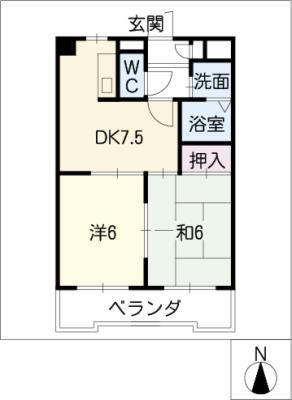 サンパーク名城(2DK/4階)の間取り写真
