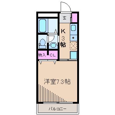 グランバリエ長瀬(1K/1階)の間取り写真
