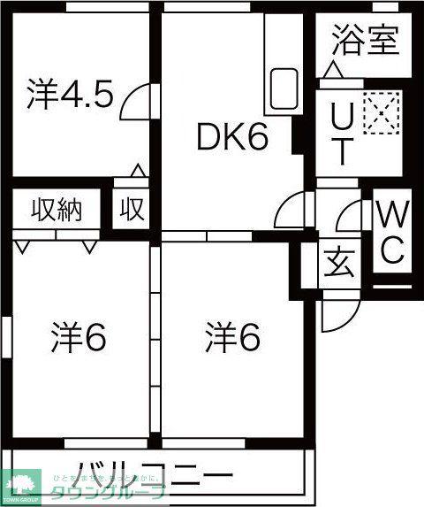 レトア・シャトーC(3DK/1階)の間取り写真