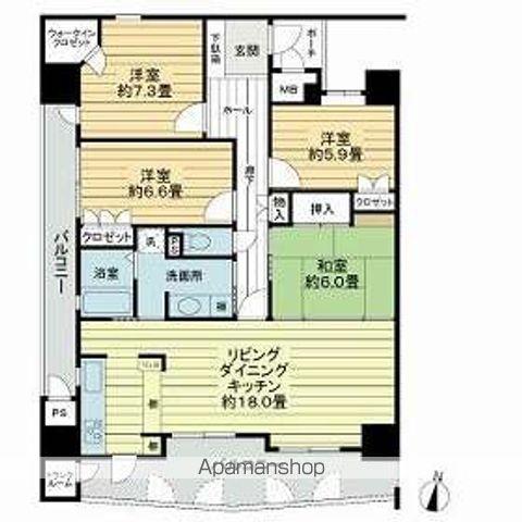 フラワーマンション楠並木通(4LDK/4階)の間取り写真