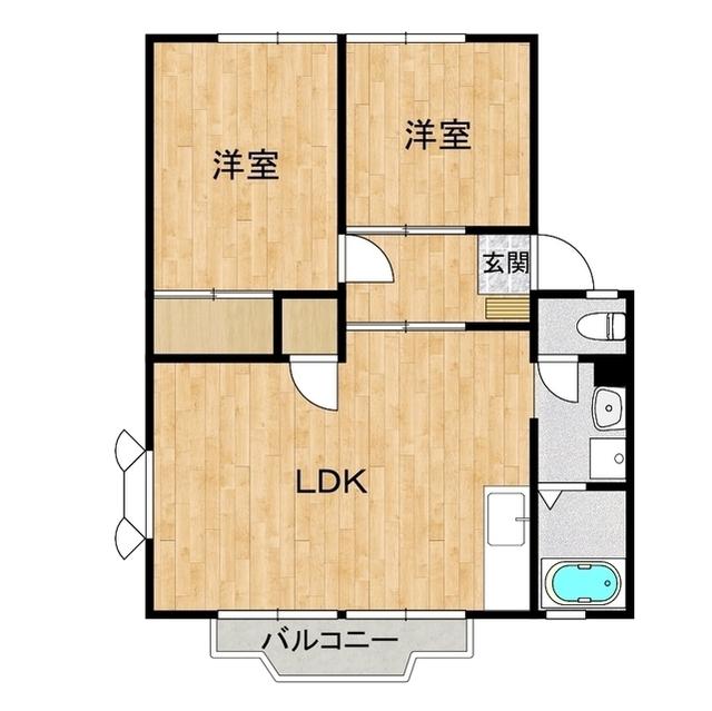 サンヴィレッジ B(2LDK/2階)の間取り写真