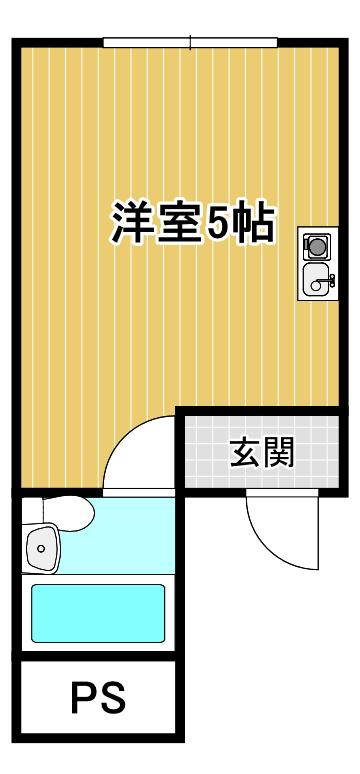 大宝大手前ロイヤルハイツ(ワンルーム/5階)の間取り写真