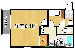 リブレア津福本町A棟(1K/1階)の間取り写真