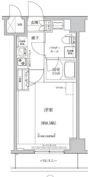 パティーナ住吉TRIA(1K/3階)の間取り写真
