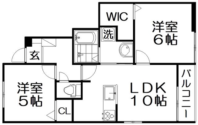 クラール倉治C(2LDK/1階)の間取り写真
