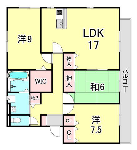 アリュール逆瀬川(3LDK/1階)の間取り写真