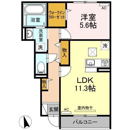 マルカート(1LDK/1階)の間取り写真