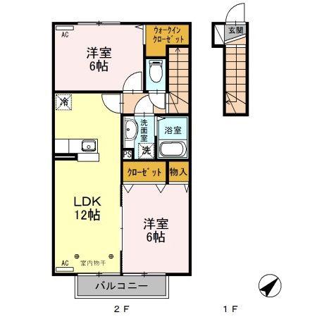 グラン・エスポワール(2LDK/2階)の間取り写真
