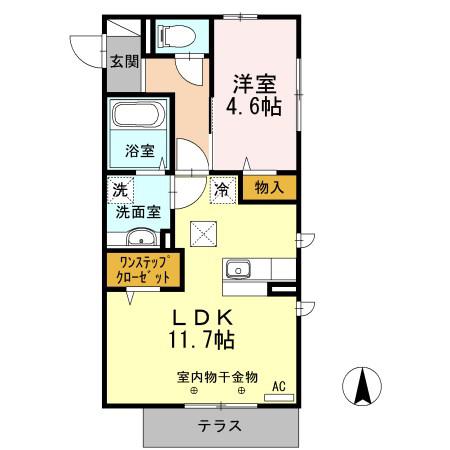 ファイン フレッサ(1LDK/1階)の間取り写真