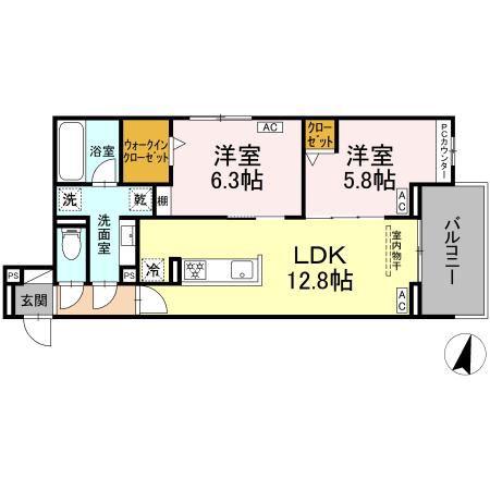LUVITA上社(2LDK/2階)の間取り写真