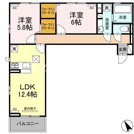 ミルキー住吉(2LDK/2階)の間取り写真