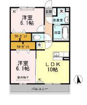 スリー・スター V号館 B(2LDK/2階)の間取り写真
