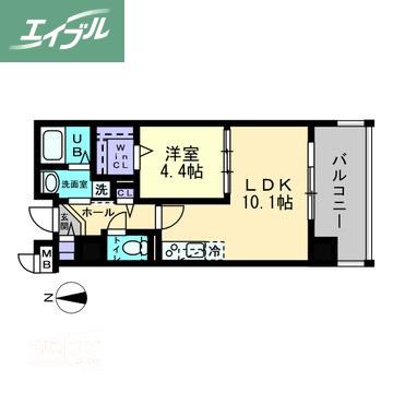 ハアラン国体町(1LDK/10階)の間取り写真
