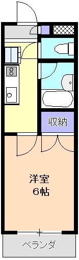 サンフォーレ所沢(1K/2階)の間取り写真