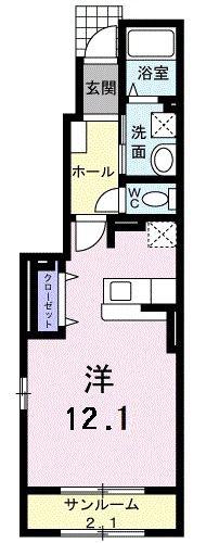 サンライズ倉吉(ワンルーム/1階)の間取り写真