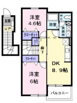 エトワールI(2DK/2階)の間取り写真
