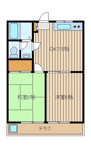 ホワイトシャトル(2DK/1階)の間取り写真