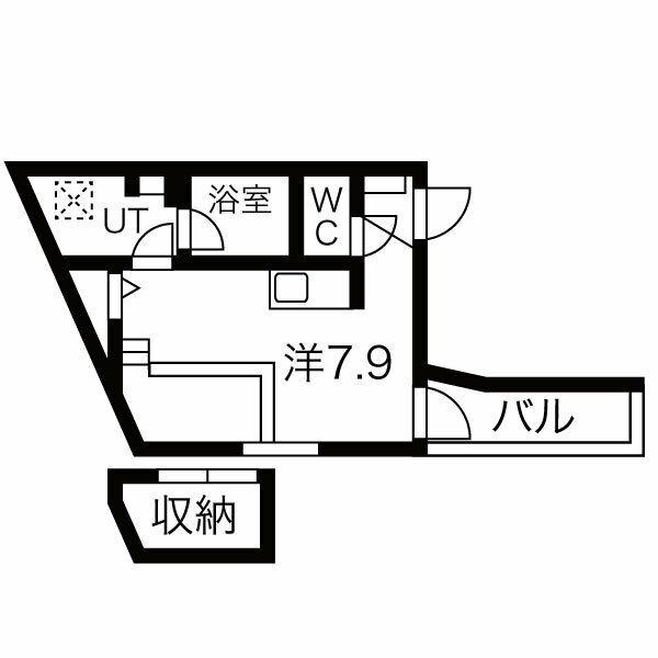プリシェール名塚(ワンルーム/3階)の間取り写真