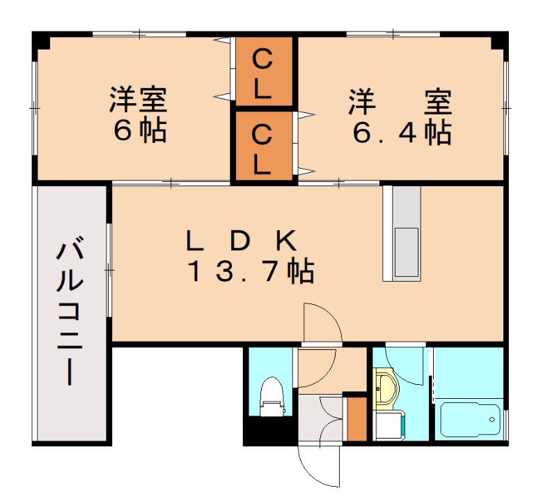 ウイン小倉(2LDK/10階)の間取り写真