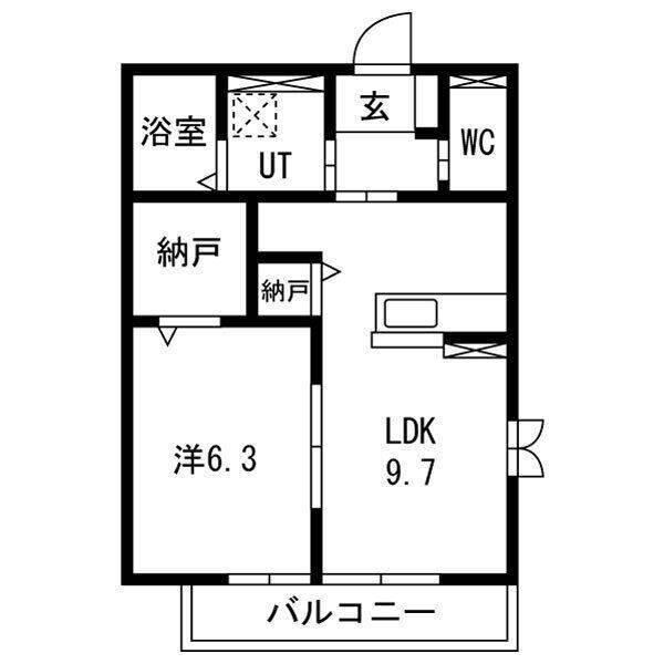 シャルージュ(1LDK/2階)の間取り写真